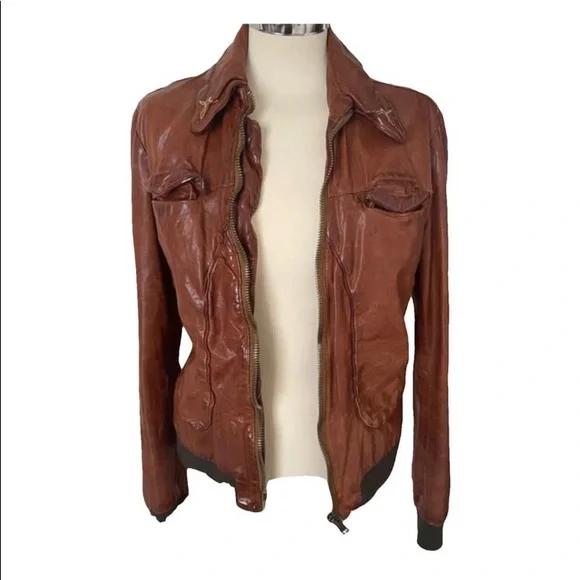 Golden Goose gorgeous brown leather jacket. Fabulous detailed stitching. Medium